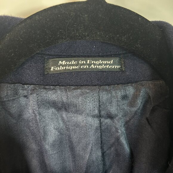 Brettons Men’s Full Length Wool Coat 42R Navy Blue Made in England Classic Vtg - Picture 4 of 8